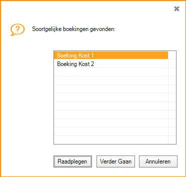 weergave van soortgelijke boekingen